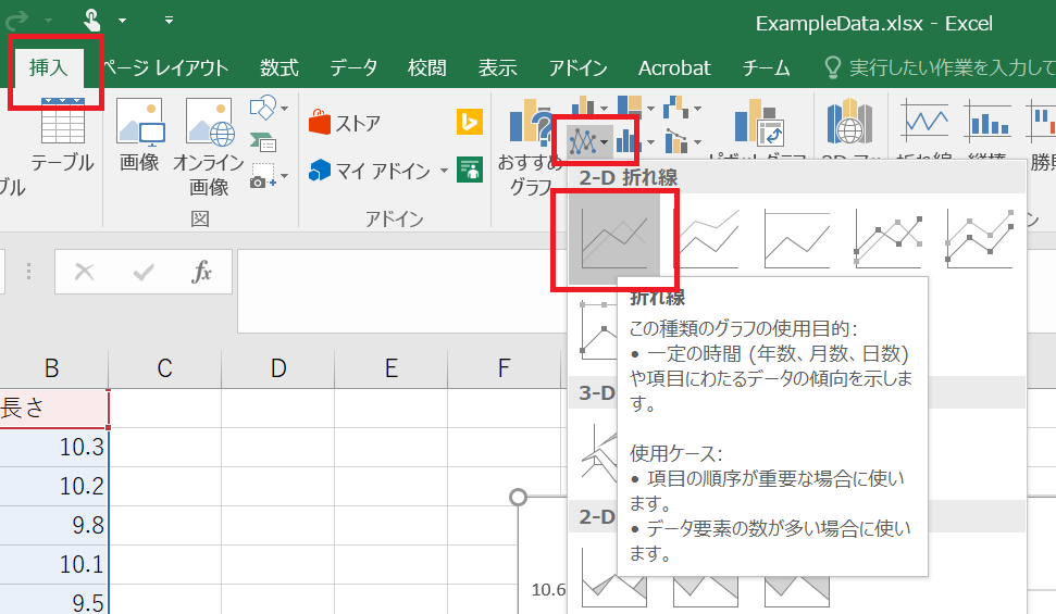 時系列グラフの作成2