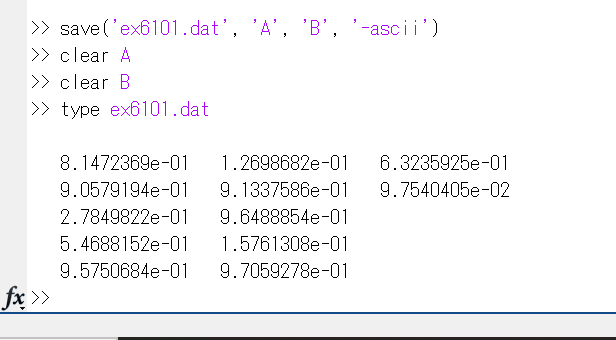 save variables as ASCII format